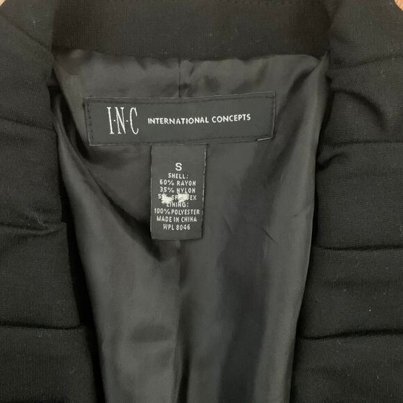 INC Black Victorian Ruched Dress Coat Size Small Elegant Gothic Formal - Picture 3 of 11